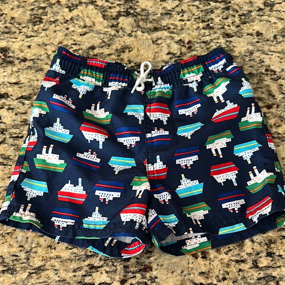 JANIE And JACK Nautical Cruise Ship Boat Print Swim Shorts Trunks 2T